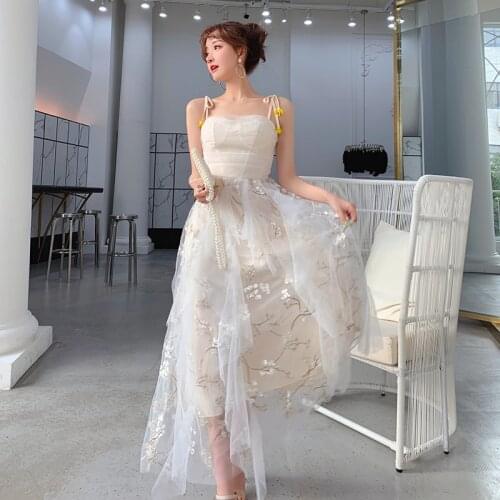 Women Dress New Fashion Spring Summer High-end Elegant Bodycon Sexy Formal Party Runway Midi Long Spaghetti Strap Lace Dress