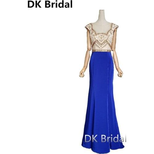 Royal Blue Formal Evening Dresses Long 2019 Exquisite Beaded Mermaid Long Party Gowns Robe Soiree Sexy New Arrivals