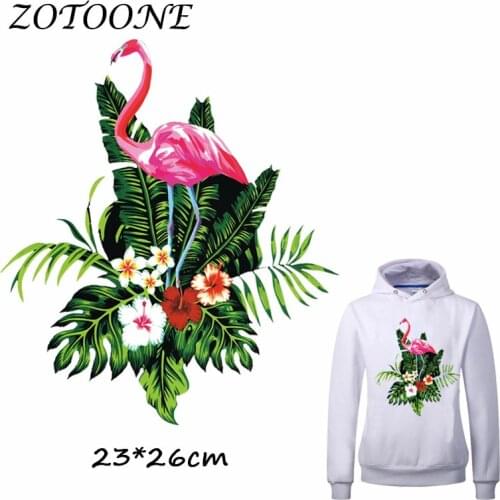 ZOTOONE Pretty Flower Flamingo Iron on Patches for Clothes Heat Transfer Patches t shirt Stickers for DIY Accessory Applique C