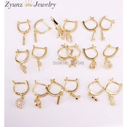 10 Pairs ZYZ315-4667 Metal Letter Dangle Earrings 26 Alphabet Gold Earring Fashion Jewelry High Quality Earrings for Women