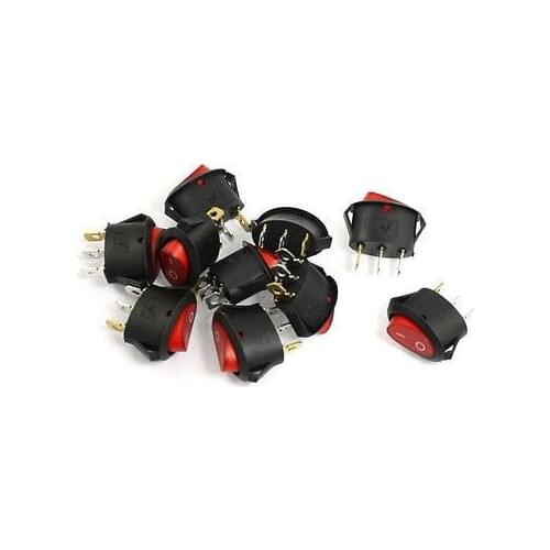 Free shipping!10 x Oval Shape 125V/10A 250V/6A 3 Terminal SPST ON-OFF Rocker Switch