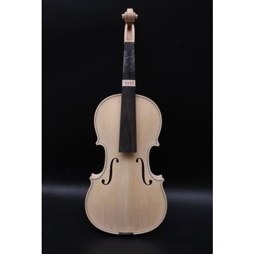 4/4 Full Size Unfinished Violin White violin One piece flame maple Back Spruce Top Hand Made Violin Ebony Fingerboard #3233