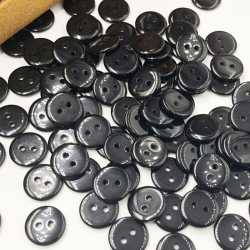 50/100 pcs 11mm Black Round 2 Hole Resin Button/Sewing lots Mix PT267