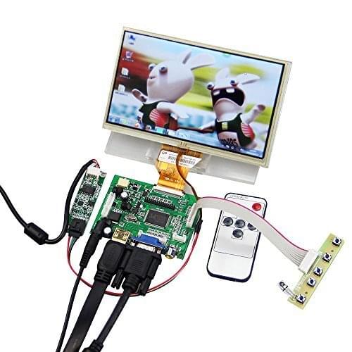 7'' AT070TN90 LCD TFT Monitor Screen with Touchscreen Digitizer with Remote Raspberry Pi Driver Control Board 2AV HDMI VGA