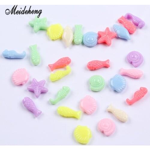 Acrylic Ocean Shell Fish Beads for Children Jewelry making Conch Starfish DIY Handmade Gifts bracelets Necklace Accessory