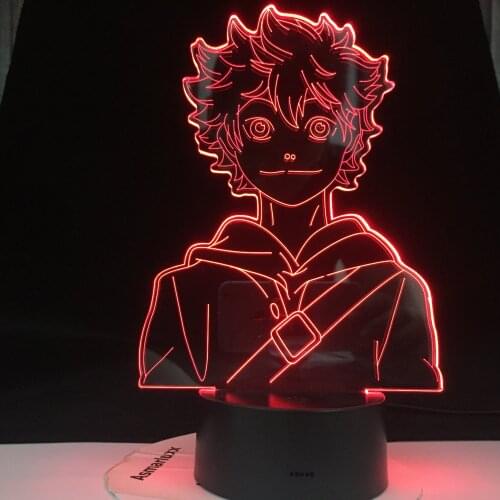 Anime Haikyuu Shoyo Hinata Figure Acrylic Led Night Light for Kids Bedroom Decor Nightlight Cool Manga Gadget Child Table Lamp