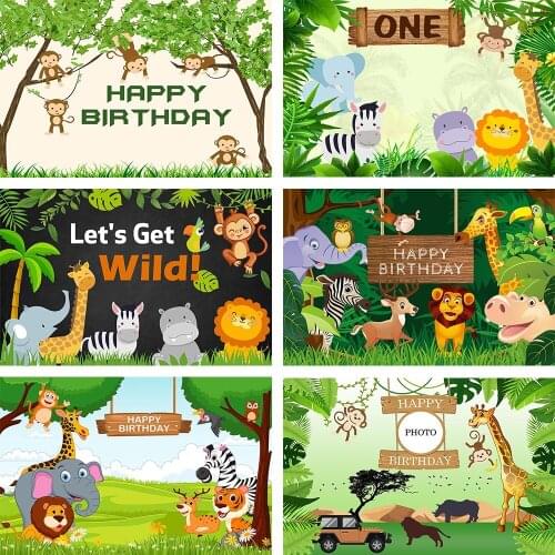 Avezano Newborn Baby Shower 1st Birthday Backdrops Tropical Jungle Forest Wild Animal Party Vinyl Custom Photography Background