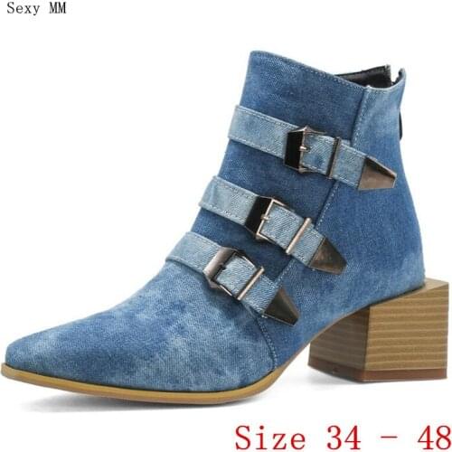 Spring Autumn High Heels Ankle Boots Women Short Boots Ladies Shoes botas botte femme Plus Size 34 - 40 41 42 43 44 45 46 47 48