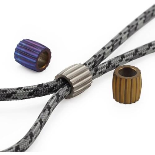 1pcs EDC Titanium Alloy Knife Beads Paracord Umbrella Rope Cord Outdoor Cylindrical Beads