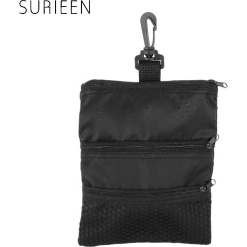 Black Mini Portable Golf Ball Bag Golf Tees Holder Multi-Pocket Zipper Mesh Pouch Storage Handbag Bag Golf Training Accessories