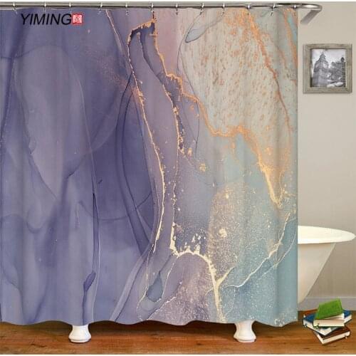 Bathroom Decoration Waterproof Shower Curtain Fabric Polyester Marble Stripe Printed Shower Curtain Bathroom Shower Curtain