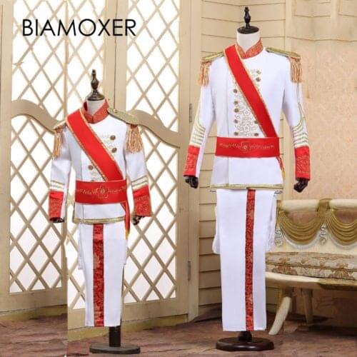 Biamoxer Kids Royal King Prince Jacket Pant Full Set Kid Medieval Leader Cosplay Costume