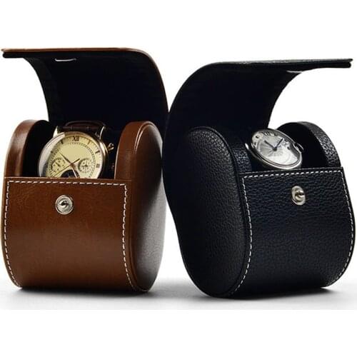 Travel Watch Case, PU Leather Mens Watch Box Velvet Wristwatch Organizer Storage Case Jewelry Gift Box (Black and Brown)