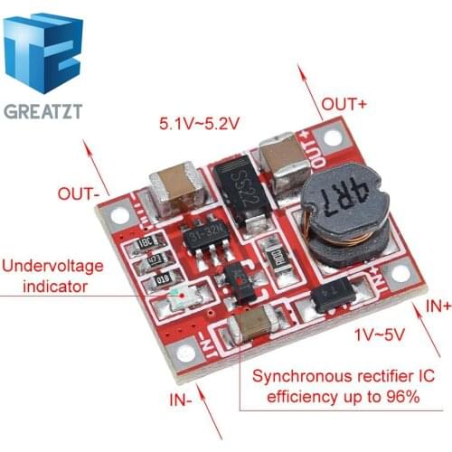 GREATZT DC-DC Boost Power Supply Module Converter Booster Step Up Circuit Board 3V to 5V 1A Highest Efficiency 96% Ultra Small