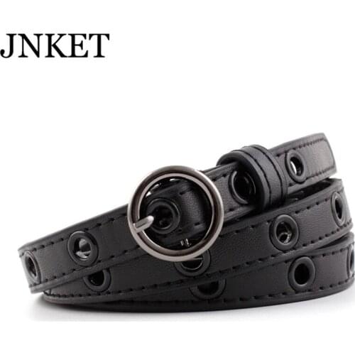 JNKET New Womens Punk Style Fashion Belt Black Grommet Rivets Waist Belt PU Leather Waist Strap Slim Waistband Jeans Belt