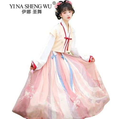 Summer Chinese Hanfu Princess Dress Women Fairy Folk Dance Dress Female Dance Dynasty Oriental Cosplay Costumes Chinese Clothes