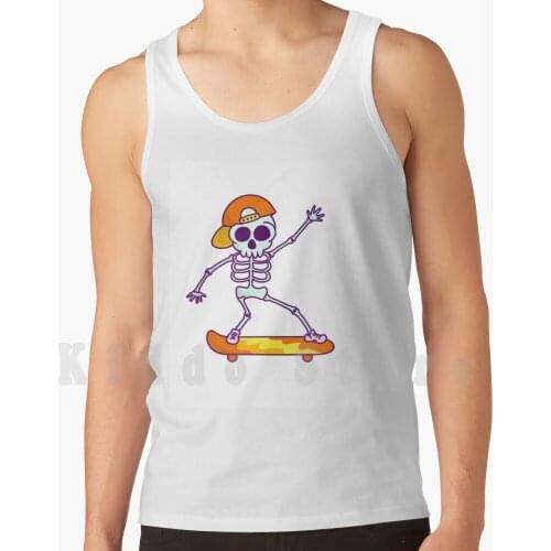 Skulls Playing Skateboards tank tops vest 100% Cotton Skull Extreme Skateboard Skull Extreme Skateboard Skull
