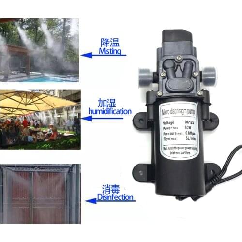 HEMAN DC 12V 60W High Pressure Micro Diaphragm Water Pump Automatic Switch 5L/min with Power Supply