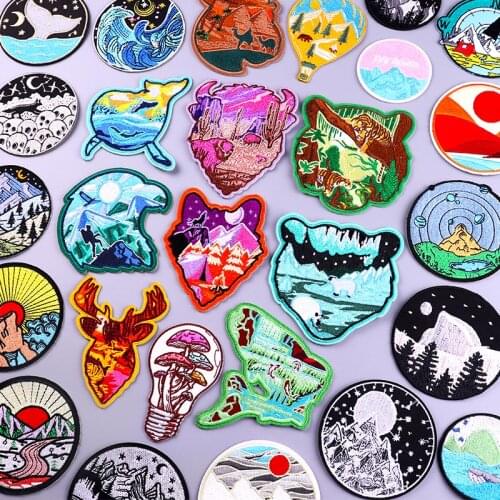 Wilderness Patch Stripe Badge Embroidery Sew On Clothes Waves Patches Decor Outdoor Adventure Patch Iron On Patches For Clothes