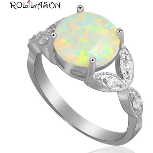 Cheap price! White fire Opal silver colorStamped Rings for women jewerly popular designjewelry USA size #7 #8 OR559
