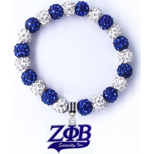 New fashion color shampala beads ZETA PHI BETA Dove pendant bracelet greek letter society sorority jewelry bangle