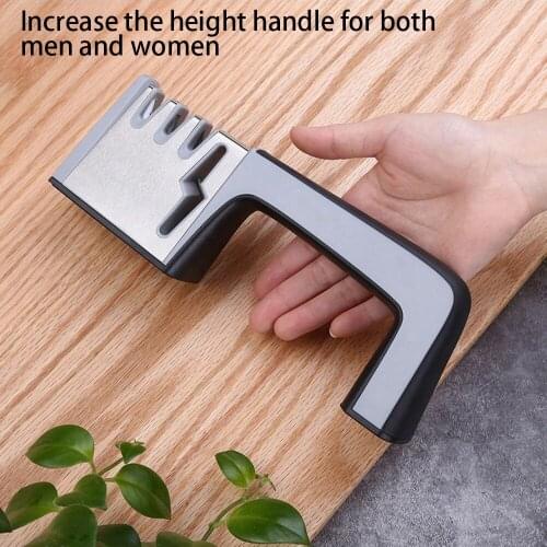 Knife Sharpener Knife and Scissor Sharpeners 4-in-1 Household Knife Sharpener Manual Kitchen Knife Sharpening Tool Anti-Slip