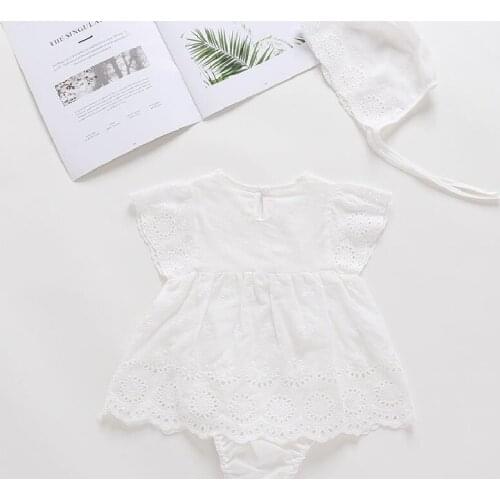 Baby Girls Dress Romper Lace Newborn Dress With Hat Summer For Girls Baby Girls Clothes Lace Princess Toddler Dress Overalls