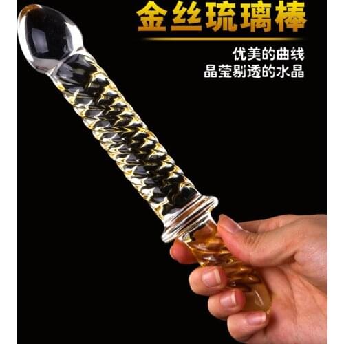 Sex tools for sale crystal gold thread glass dildo g-spot massage glass anal dildo artificial penis adult sex toys for women