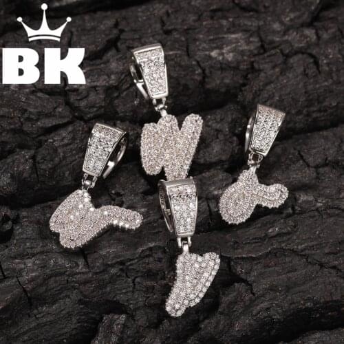 THE BLING KING CZ Custom Double-layer grass Initial Letter Pendant Necklace Iced Out Cubic Zirconia Mens Women Jewelry