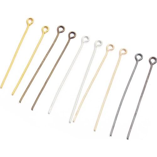 200pcs Gold Silver Color Eye Head Pins Eye Pins Findings For Diy Accessories Jewellery Making Supplies DIY Craft 20/30/40/50 mm
