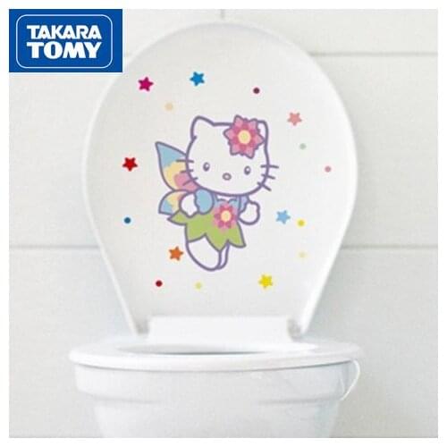 TAKARA TOMY Cute Hello Kitty Sticker Toilet Decoration Sticker Simple Cartoon Creative Wall Sticker Waterproof