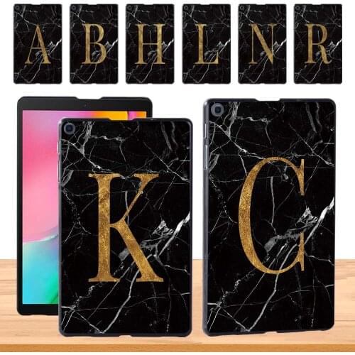 Slim Hard Back Shell for Samsung Galaxy Tab A 8.0 (2019) T290 T295 Initial Name Pattern Durable Tablet Cover Case + Free Stylus