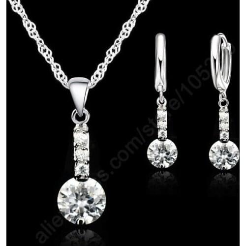 Simple Design JEwelry Gifts fhor Women Girl Wife Mother Silver Jewelry Shiny Cubic Zirconia Wholesale Retail