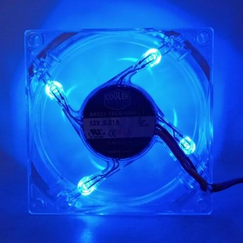 A8025-18CB-5BN-L1 8025 80mm led fan 12V transparent blue light speed measurement mute fan 8cm computer CPU chassis power fan