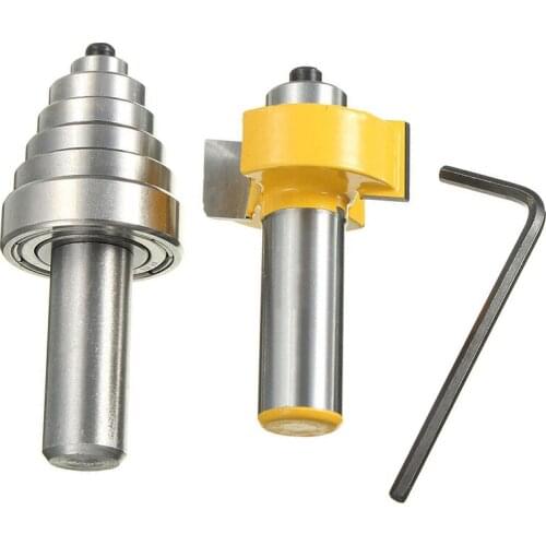 High Quality 1/2'' Shank Carbide Rabbet Router Bit Milling Tool with 6 Bearings Set For Woodworking Tool