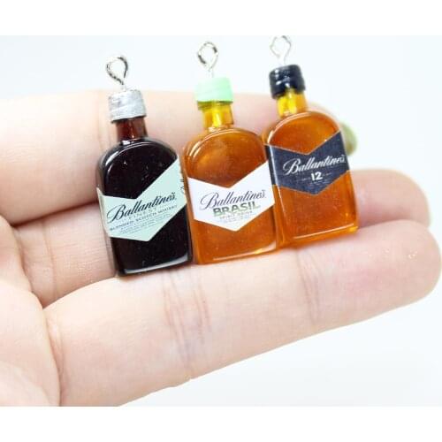 Yamily 10Pcs/Resin 3D Drink Alcohol Liqour Bottle DIY Making Pendant Charms Jewelry For Keychain Phone Charm