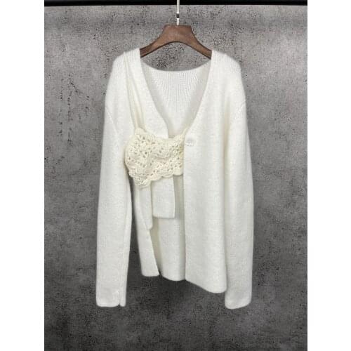 New Ladies Fashion 2021 Long Sleeve Sexy Casual Solid Color Hand Hook Knit Cardigan 1223