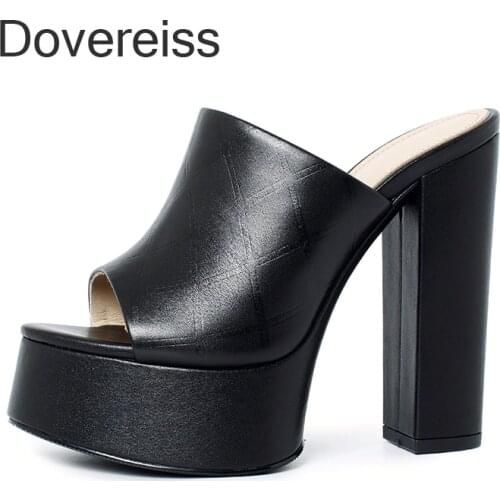 Dovereiss Fashion Womens Shoes Summer New Consice Apricot Waterproof Beige Sexy Block Heels Goth Slippers Chunky heels 40 41