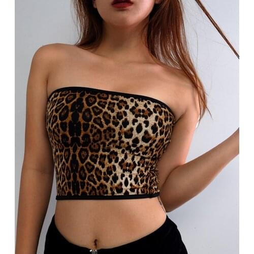 Women Sexy Tube Top Strapless Short Mini Female Leopard Print Fashion Slim Bandeau For Ladies 2020 Summer Hot Women Tube Top