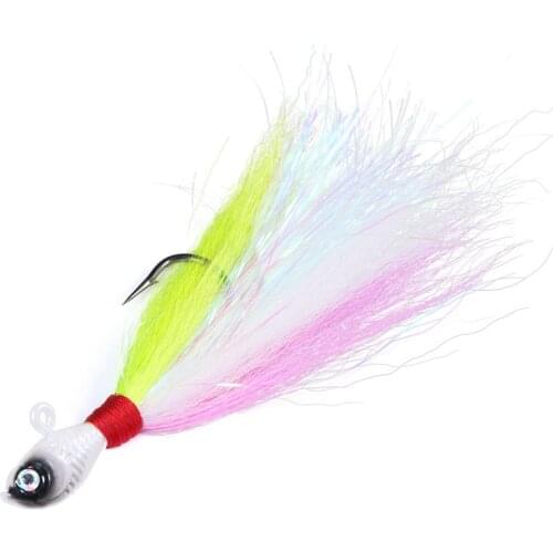 1pcs 42g 56g 84g Bucktail Jig Fishing Lure Swim jig Lead Head Jigging Bait Saltwater Sea Fishing Tackle 6 colors