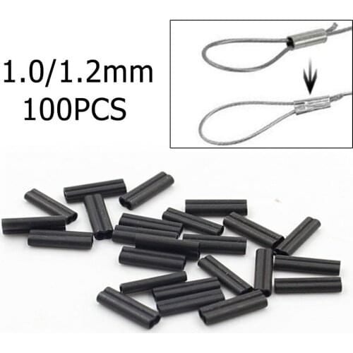 100Pcs Double Barrel Crimp Sleeves Fishing Line Wire Leader Copper Tube Connector Bottom Durable Fishing Rigs Fishing Accessory