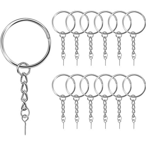 200 Sets of Key Rings and Pins in Bulk for Making Handicraft Jewelry (1 Inch/25 mm Silver)