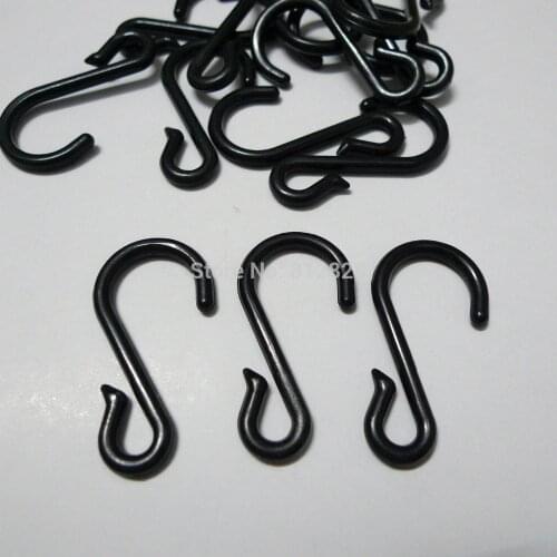 200pcs Black Plastic S Shape Hooks Hanger