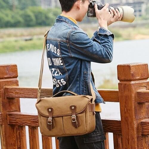 2018 Vintage Casual Shoulder Camera Bag Male New Waterproof Canvas Photography SLR Camera Bag
