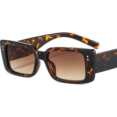 2021 New Fashion Rectangle Sunglasses Women Men Gradients Lens Frame Brand Designer Vintage Leopard Black Style Sunglasses UV400