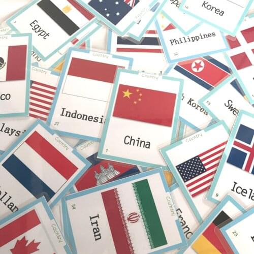 39pcs World Country Flags Flash Cards For Toddlers English Chinese Flashcards Kids Learning Educational Cognitive Cards Game