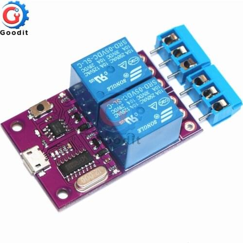5V 2 Channel Delay Relay Module CH340 CH340G Micro USB to TTL Intelligent Control Switch Board Programmable For Arduino Computer