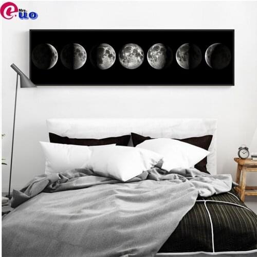 Diamond Embroidery Minimalist Wall Art Moon Phases Abstract Diamond Painting Cross Stitch Full Drill Square Home Decor Handmade