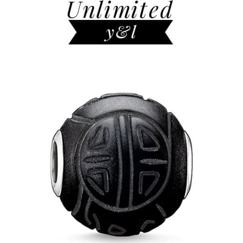 Black Long Life Charm Beads 925 Sterling Silver Thomas Fashion Good Jewelry Accessories fit Bracelet Necklace for Women Men Gift