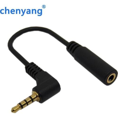 Black 90 degree right angled 3.5mm 3.5 mm 4 poles Audio Stereo Male to Female Extension Cable 10cm Stereo cable 3.5